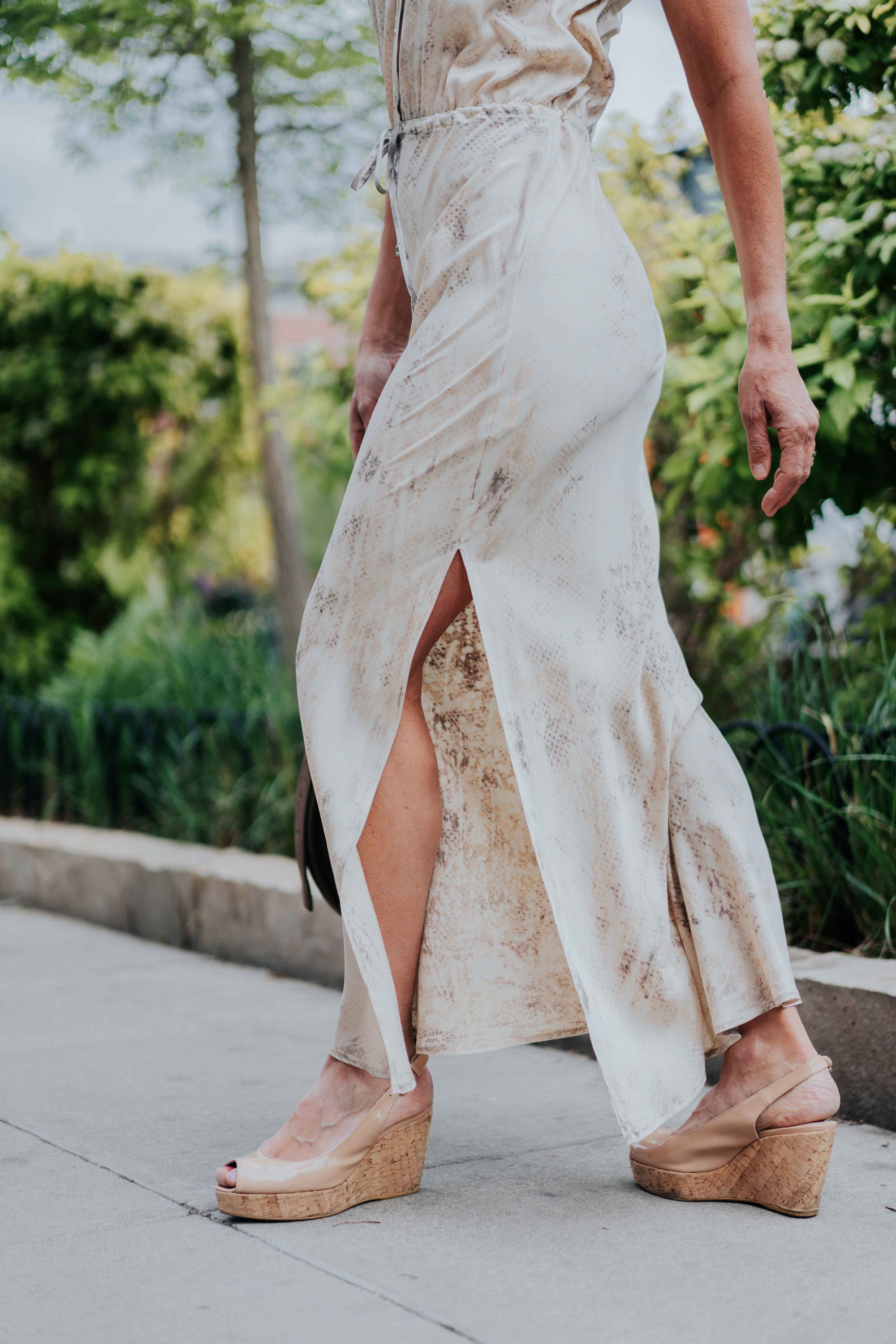 Sleeveless Maxi Dress in Brown/Khaki Snake by Michelle Jonas