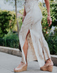 Sleeveless Maxi Dress in Brown/Khaki Snake by Michelle Jonas