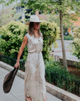 Sleeveless Maxi Dress in Brown/Khaki Snake by Michelle Jonas