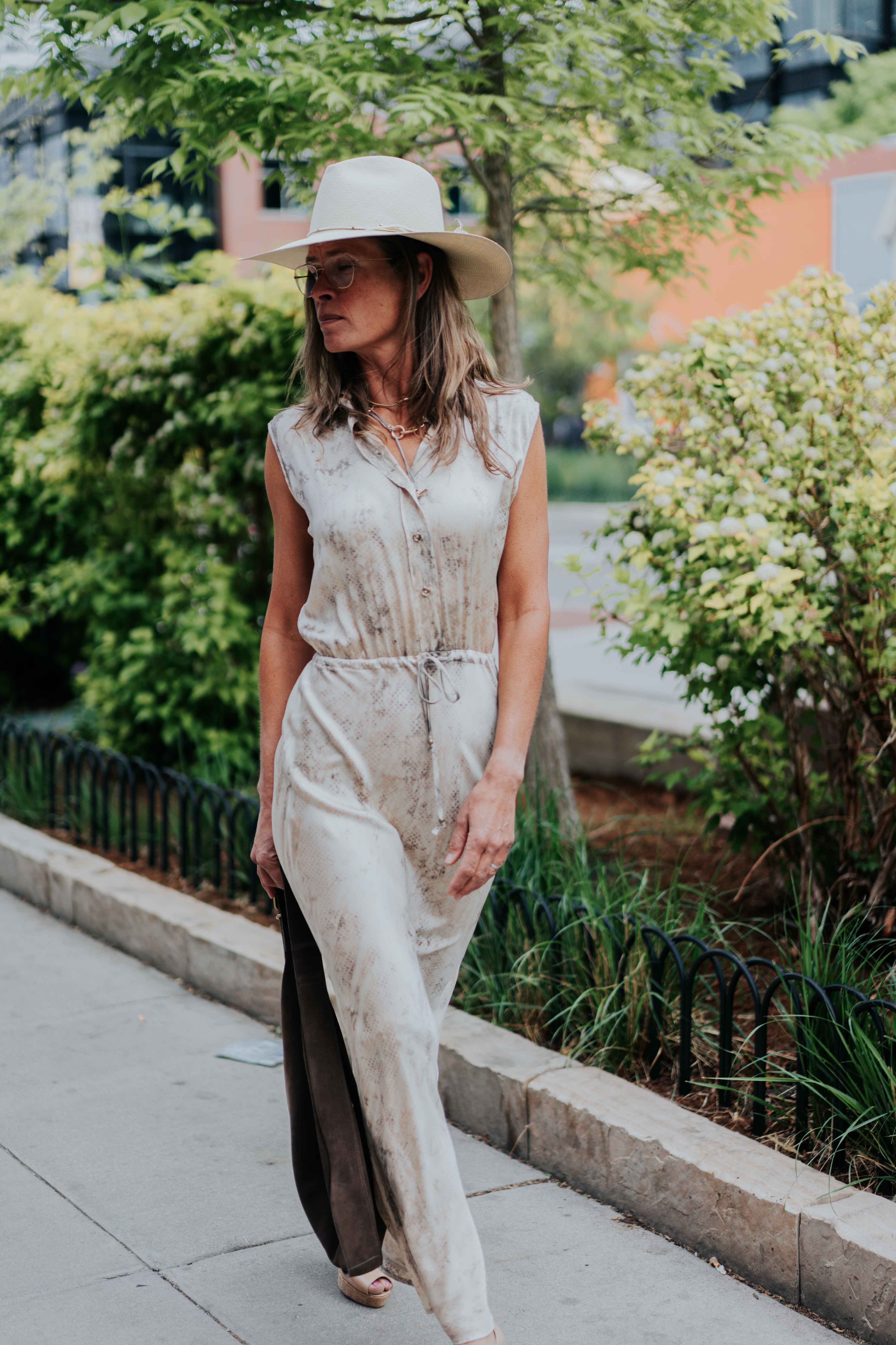 Sleeveless Maxi Dress in Brown/Khaki Snake by Michelle Jonas – Haven