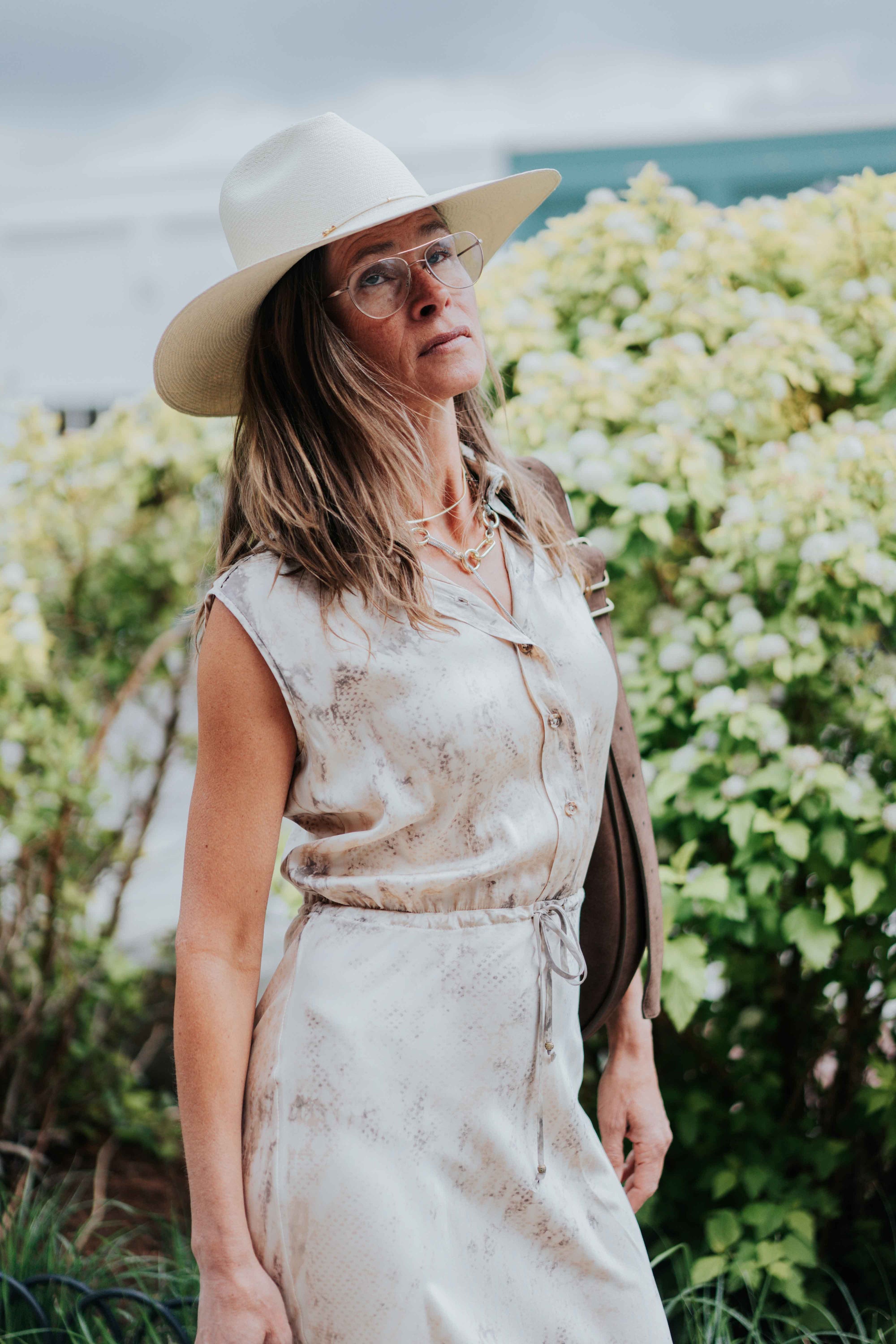 Sleeveless Maxi Dress in Brown/Khaki Snake by Michelle Jonas