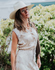Sleeveless Maxi Dress in Brown/Khaki Snake by Michelle Jonas