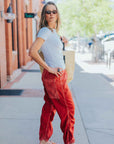 MATTE/SATIN LOOSE DRAWCORD BIGGY in Artyard Red by FREECITY