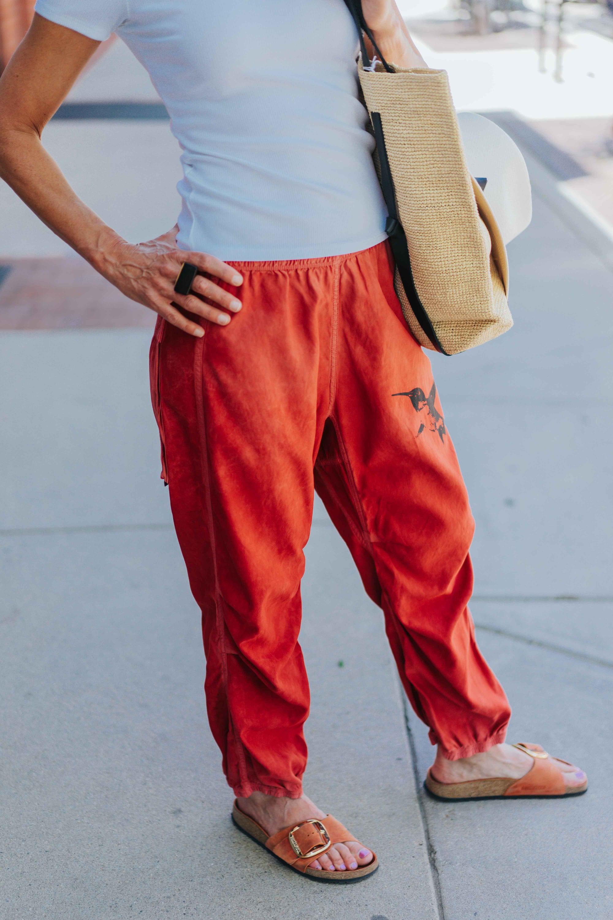 MATTE/SATIN LOOSE DRAWCORD BIGGY in Artyard Red by FREECITY