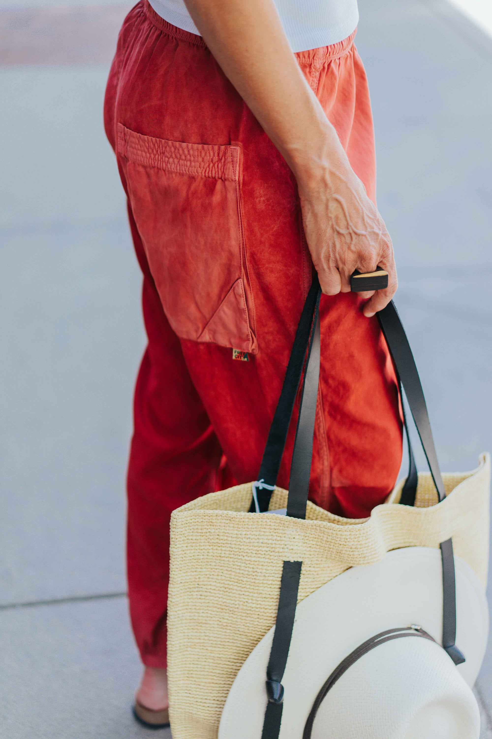 MATTE/SATIN LOOSE DRAWCORD BIGGY in Artyard Red by FREECITY