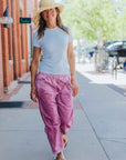 OUTOFSIGHT POPLINAIR FLAPSNAP KITE PANT in Pink by FREECITY