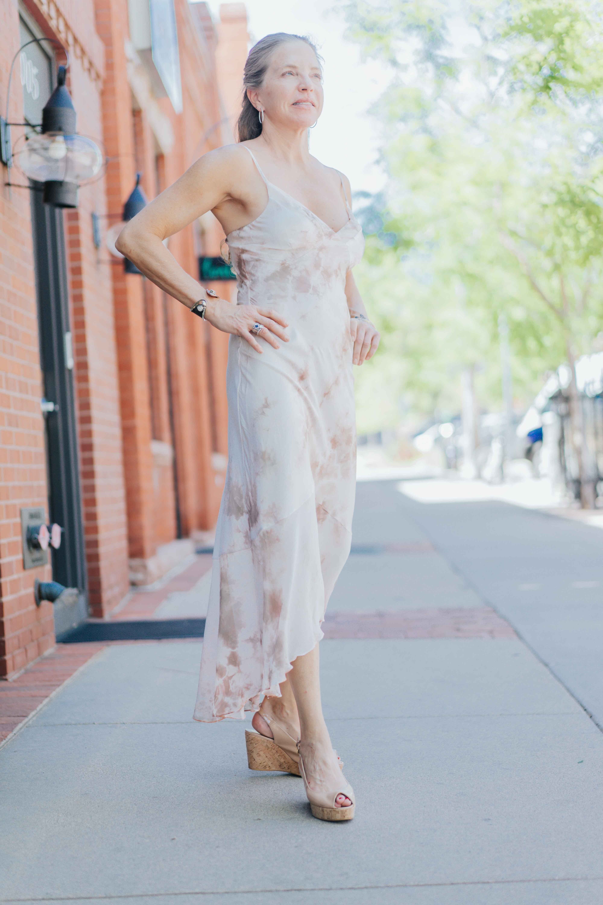 Paneled Slip Dress in Rose Cloud by Michelle Jonas