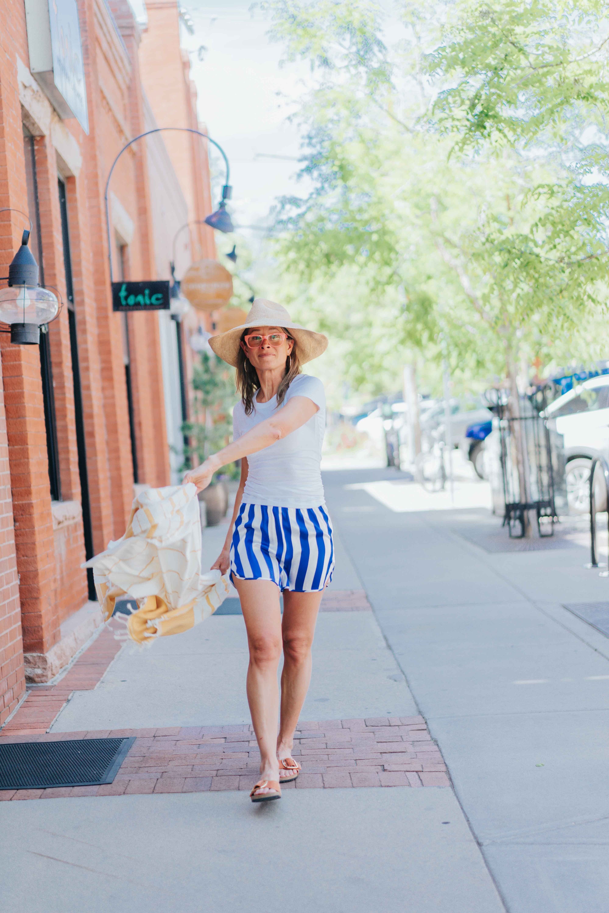 Silk Short in Blue Stripe by Catherine Gee
