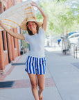 Silk Short in Blue Stripe by Catherine Gee