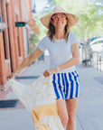 Silk Short in Blue Stripe by Catherine Gee