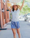 Silk Short in Blue Stripe by Catherine Gee