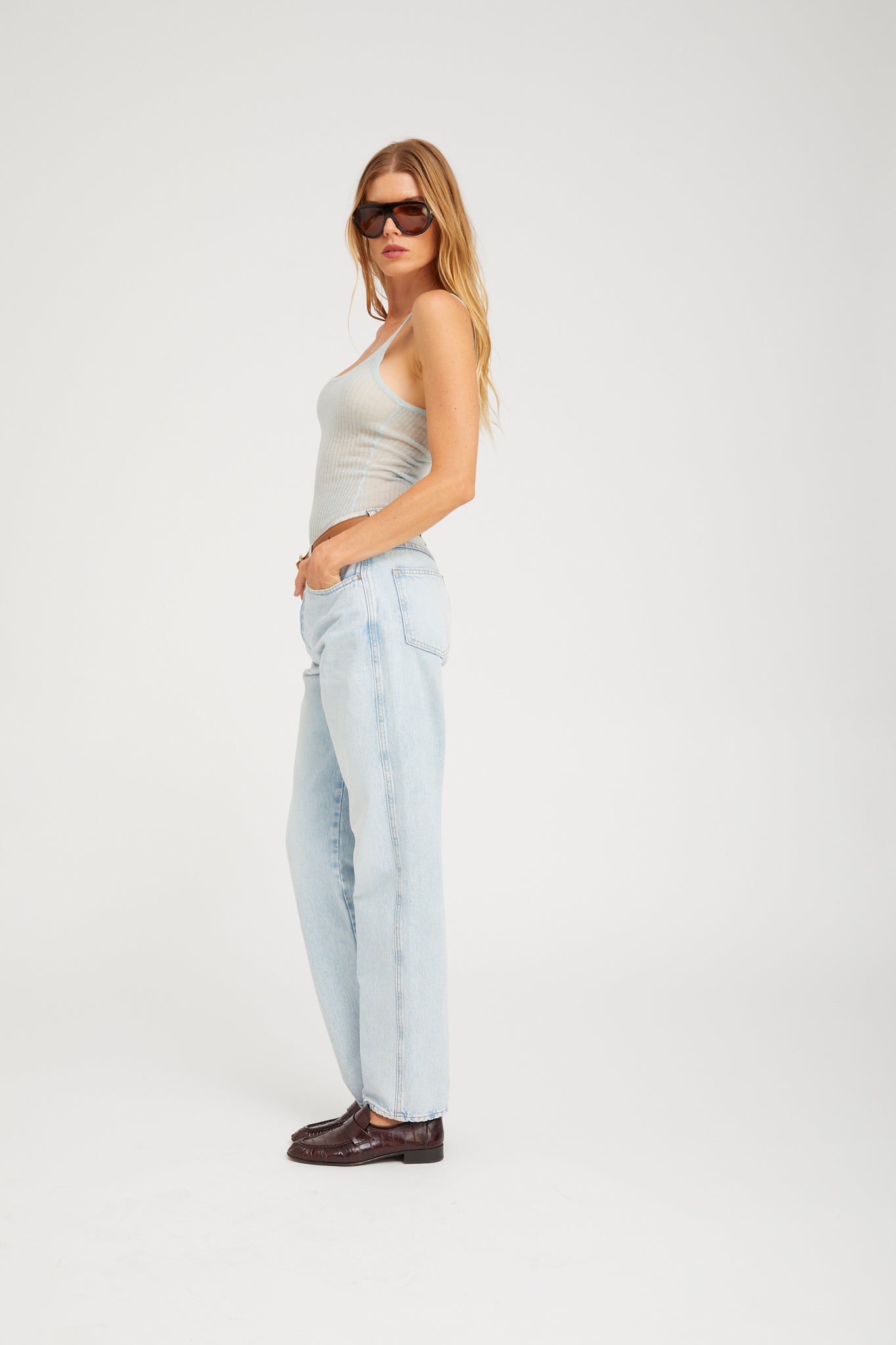 Tissue Scoop Neck Tank in Ice by SPRWMN