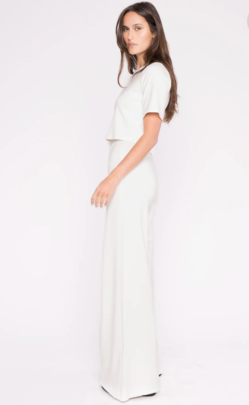 Ponte Knit Short Sleeve Top in White by Ripley Rader