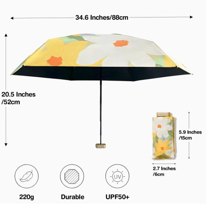 Green &quot;Printemps&quot; Floral Pocket Mini Umbrella