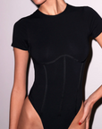Organic Cotton T-Shirt Bodysuit in Black by Fleur Du Mal