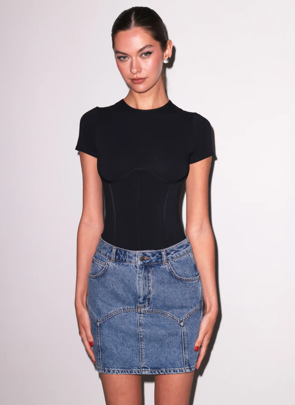 Organic Cotton T-Shirt Bodysuit in Black by Fleur Du Mal