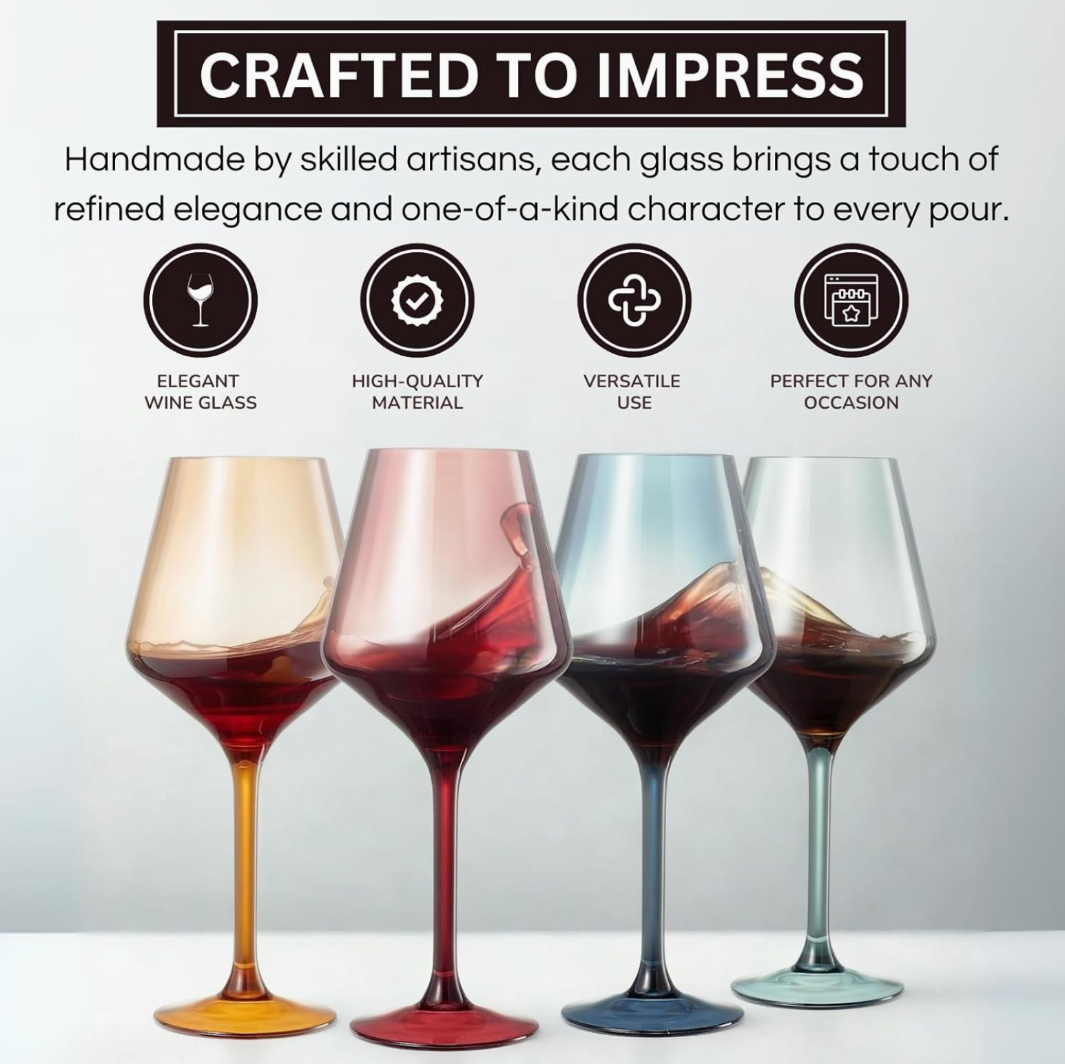 Shatterproof Acrylic Wine Glasses- Set of 4
