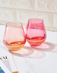 Coral Italian Style Stemless Wine Glasses - Set of 2