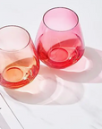 Coral Italian Style Stemless Wine Glasses - Set of 2