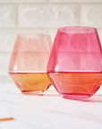 Coral Italian Style Stemless Wine Glasses - Set of 2