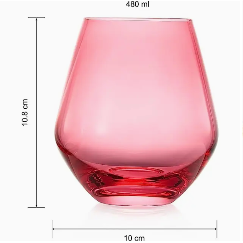 Coral Italian Style Stemless Wine Glasses - Set of 2