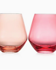 Coral Italian Style Stemless Wine Glasses - Set of 2