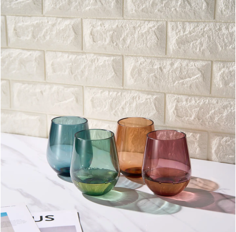 Shatterproof Tritan Stemless Wine Glasses - Set of 4