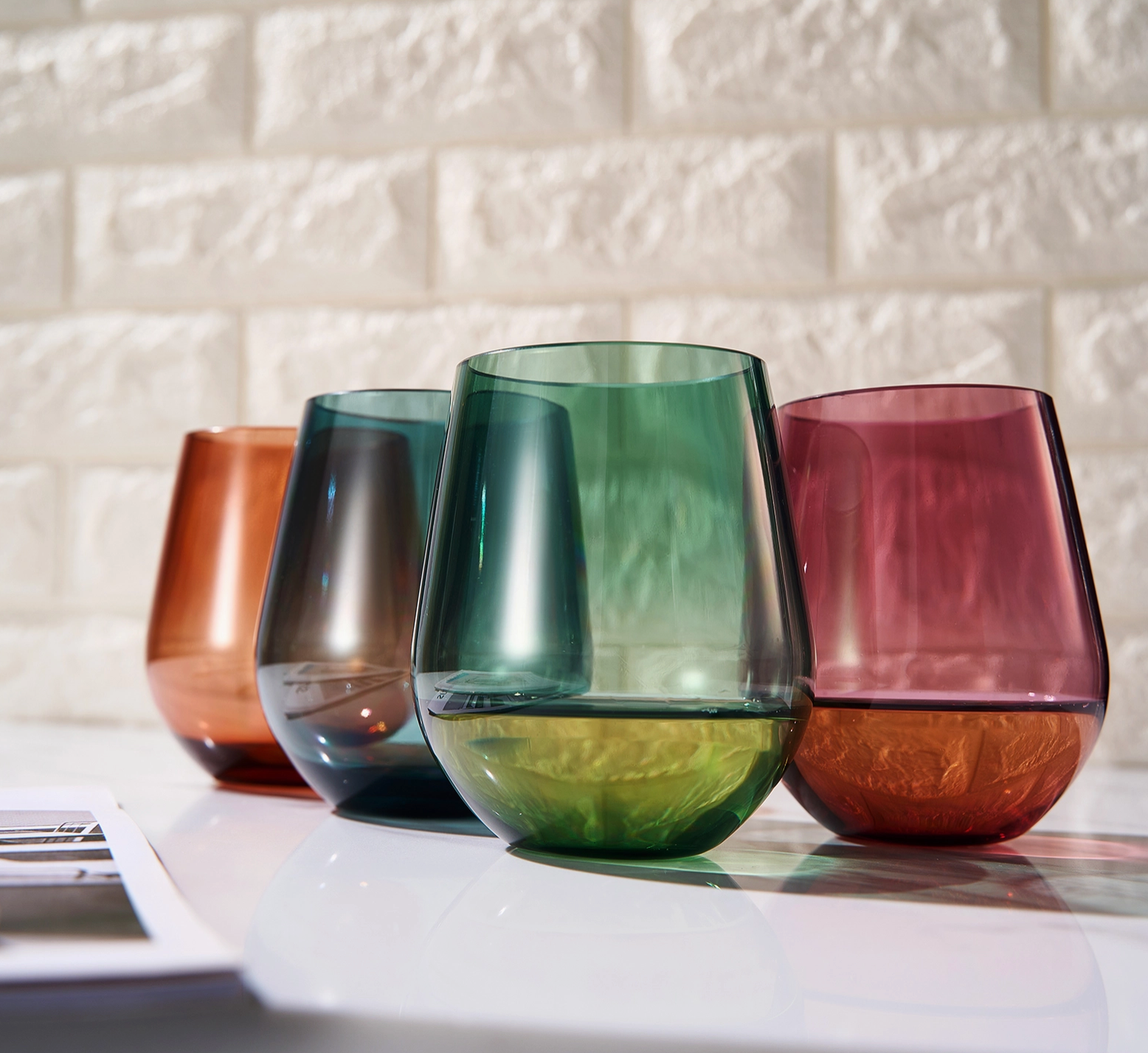 Shatterproof Tritan Stemless Wine Glasses - Set of 4