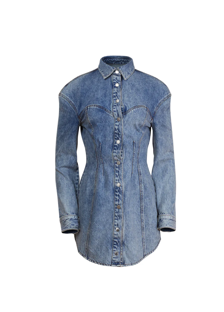 Blue denim shirt on a white background