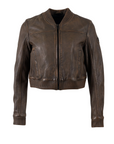 Brown leather jacket on a white background