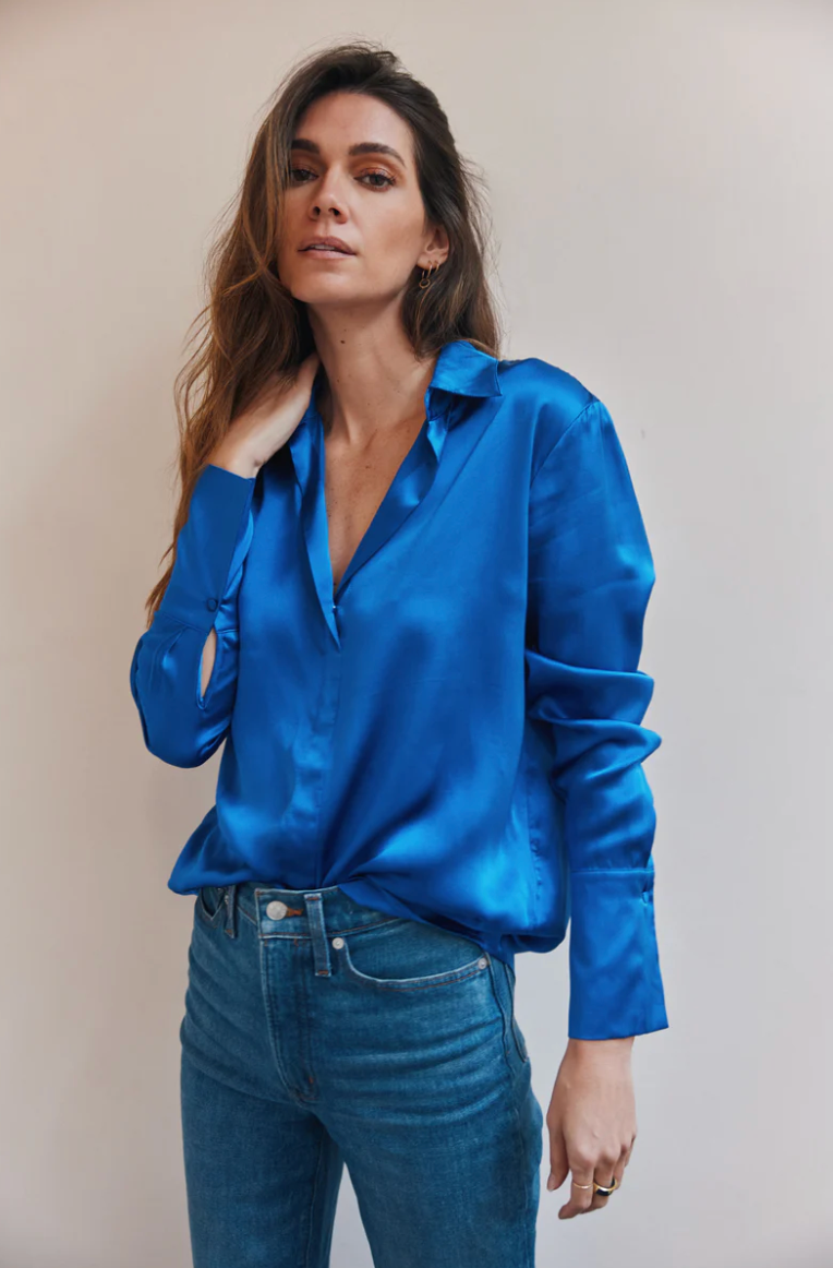 Daria French Blouse in Lapis Blue by Catherine Gee