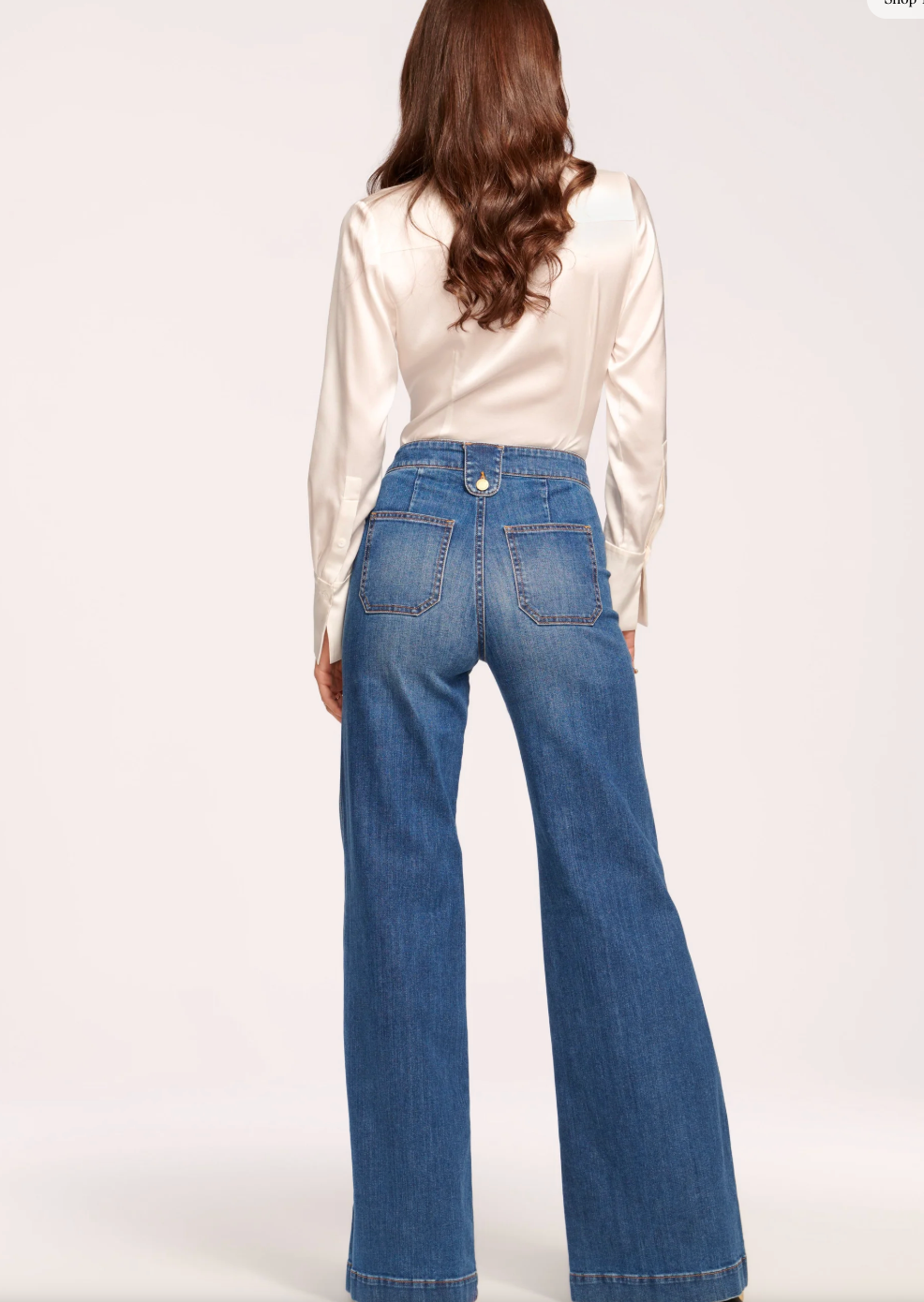 Theodora High-Rise Wide Leg Jean in Medium Wash by Ramy Brook