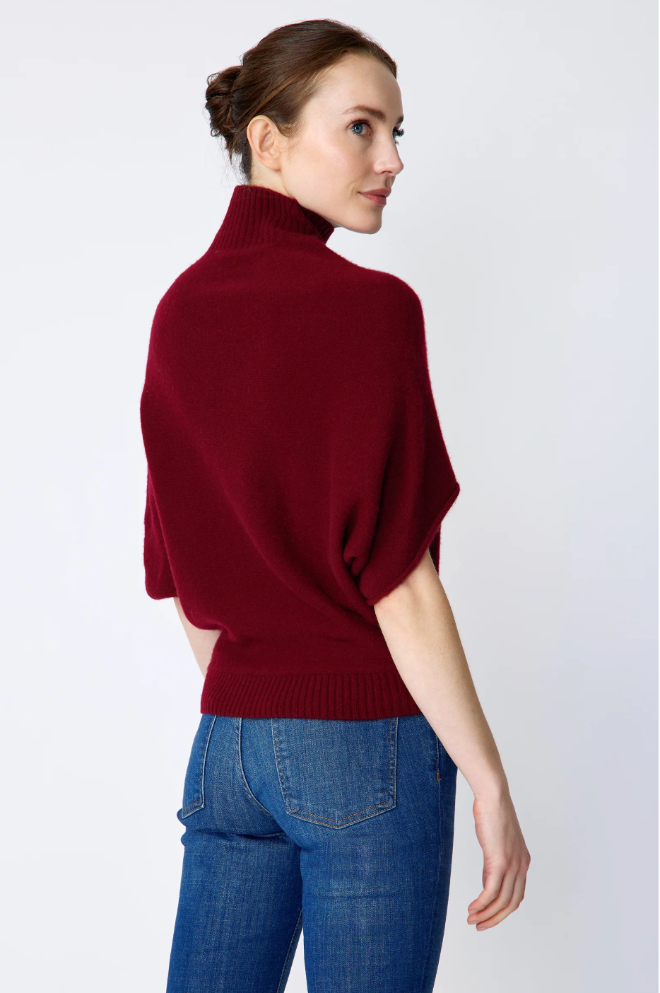 Cashmere Cape Sweater in Bordeaux by KAL REIMAN