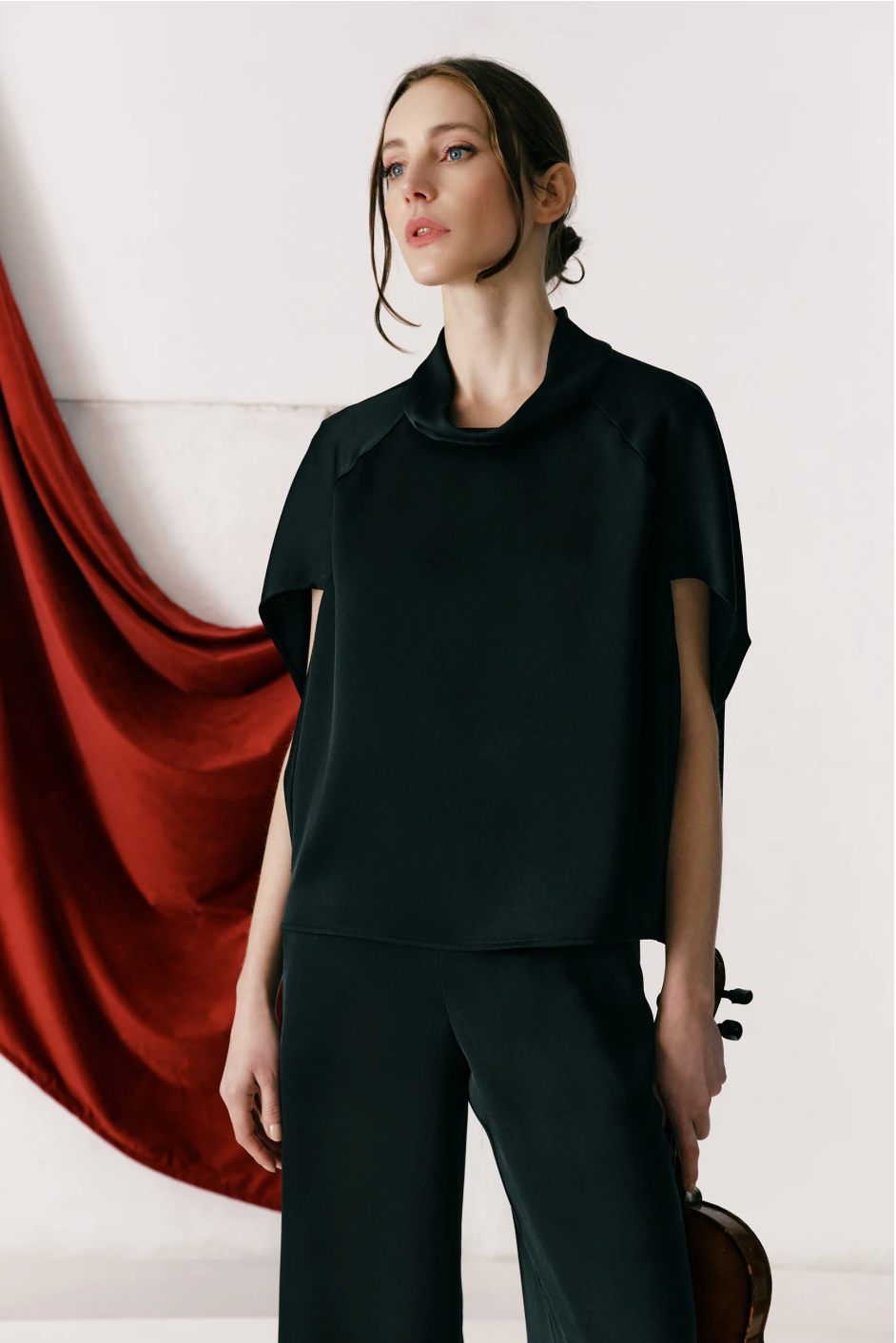 Angelica Cape Top in Black by KAL REIMAN