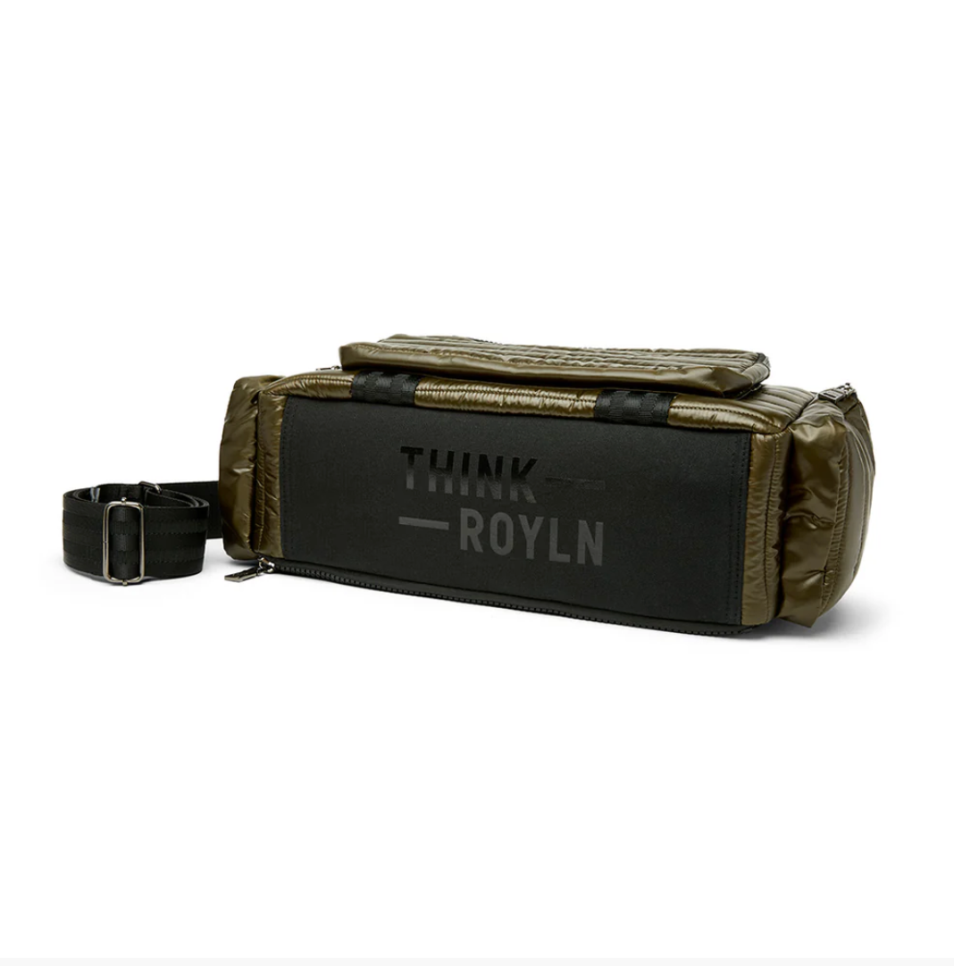 Voyager Travel Bag in Shiny Olive by Think Royln