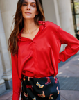 Daria French Cuff Silk Blouse in Toreador by Catherine Gee