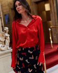 Daria French Cuff Silk Blouse in Toreador by Catherine Gee