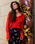 Daria French Cuff Silk Blouse in Toreador by Catherine Gee
