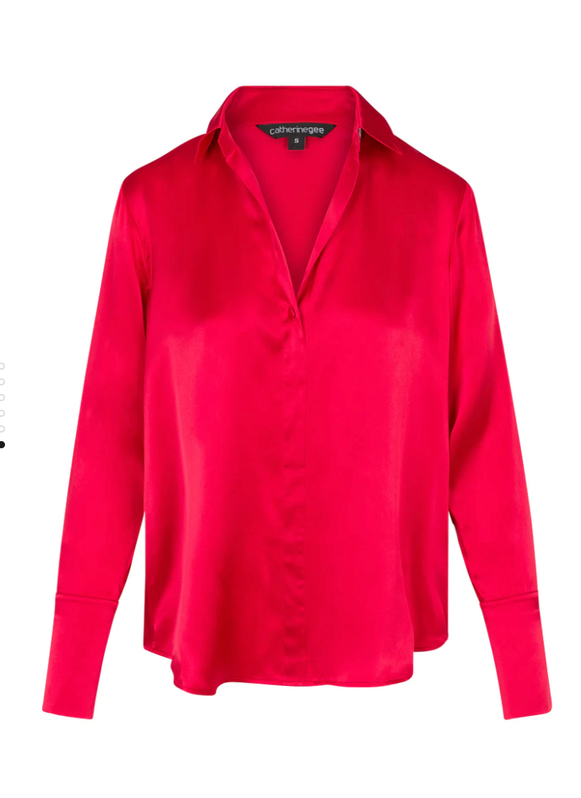 Daria French Cuff Silk Blouse in Toreador by Catherine Gee