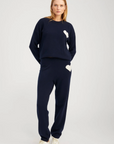 Navy Cashmere Heart Logo Sweatshirt by SPRWMN