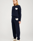 Navy Cashmere Heart Logo Sweatshirt by SPRWMN