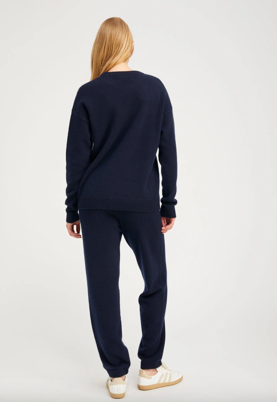 Navy Cashmere Heart Logo Sweatshirt by SPRWMN