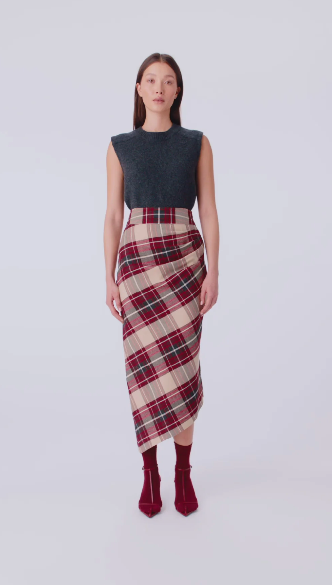 Asymmetrical Skirt in Plaid by Smythe