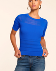 Torin Sheer Panel Short Sleeve Sweater by Ramy Brook