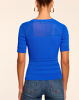 Torin Sheer Panel Short Sleeve Sweater by Ramy Brook