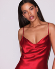 Short Cowl Neck Slip in Red by Fleur Du Mal