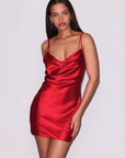 Short Cowl Neck Slip in Red by Fleur Du Mal