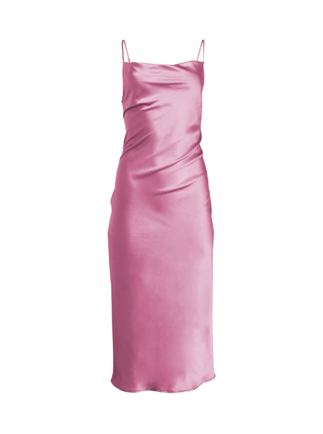 Cowl Neck Midi Slip Dress in Pink by Fleur Du Mal