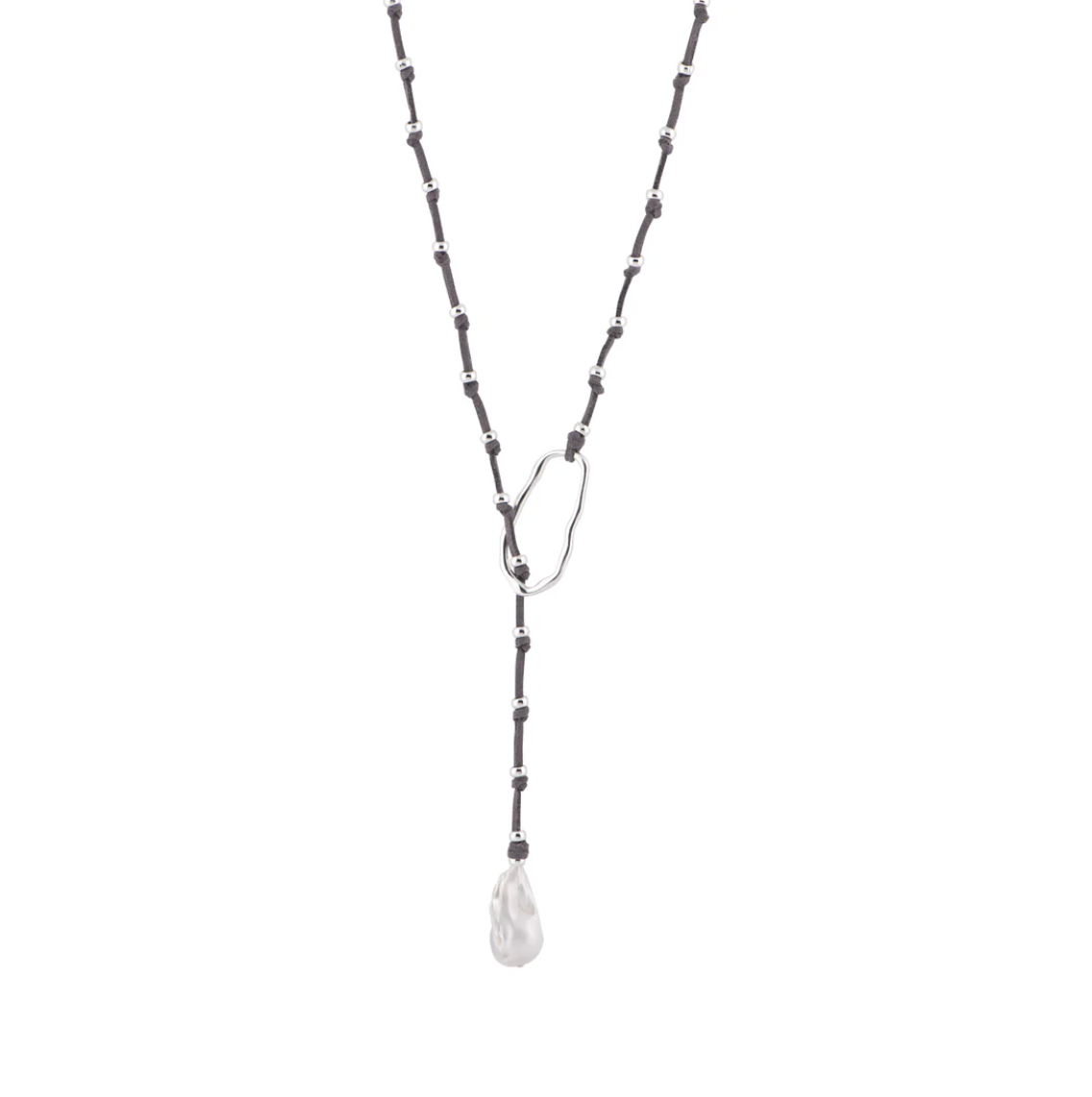 Carina Adjustable Suede and Freshwater Pearl Baroque Necklace
