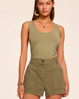 Hilary Canvas Mini Short in Safari Green by Ramy Brook